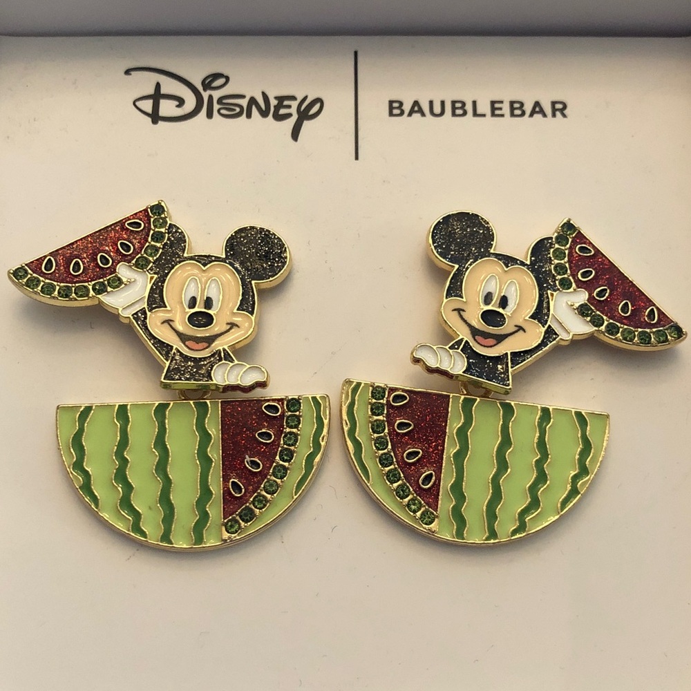 Adorable BaubleBar Mickey Mouse Watermelon Earrings. New in box.